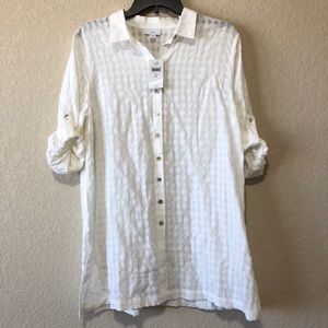 NWT J.Jill Textured Button Down Tunic Shirt Sz M
